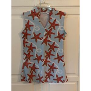 CRUISE‎ Collection Sleeveless Top tuWomen Light Blue Starfish Rope Print Size M